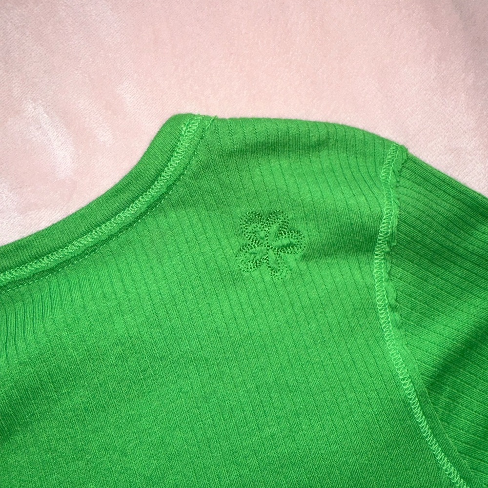 Kirra PacSun Lime Green Ribbed Long Sleeve Tee Y2K Cotton Blend Top, Size M - Picture 6 of 8